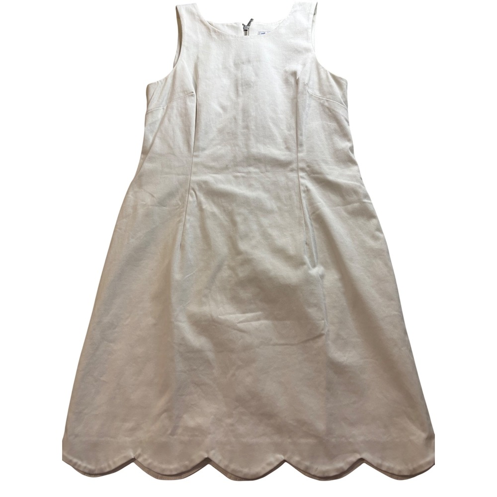 Southern Tide White Scalloped Hem Sleeveless‎ Shift Dress Size 8 Summer Party